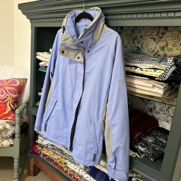 Columbia Womens Bugaboo Jacket M Light Blue Gray Pockets Full Zip Drawstring - Picture 2 of 13